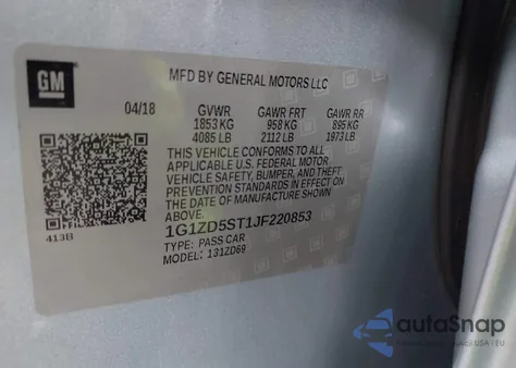 2018 Chevrolet Malibu Lt from USA, damaged, VIN 1G1ZD5ST1JF220853